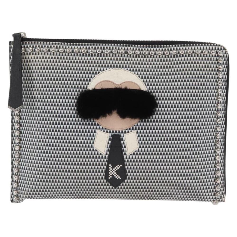 Fendi Leather Karlito Clutch Bag Black